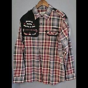 RawBlue "Swagnificent" Long Sleeve Burgundy & Black Shirt Men's XL Button Up